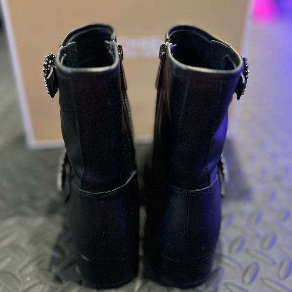 Michael Kors Viola Embellished Leather Moto Boots - Picture 4 of 9